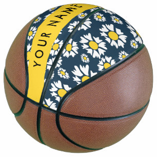 Daisy Pattern, White Daisies, Your Name Basketball