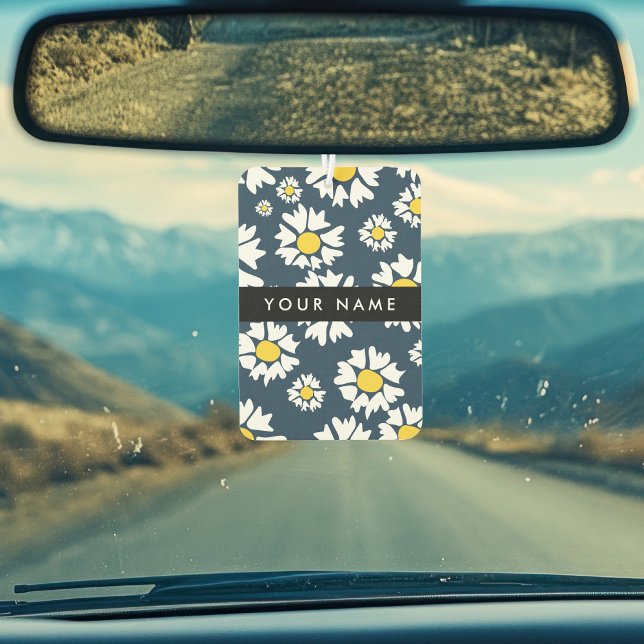 Daisy Pattern, White Daisies, Your Name Car Air Freshener (Creator Uploaded)
