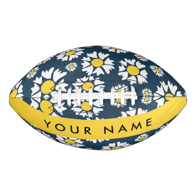 Daisy Pattern, White Daisies, Your Name Football (Front)