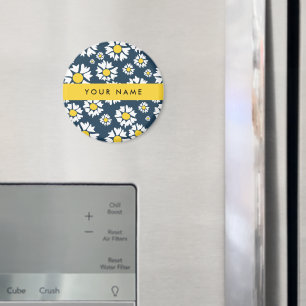 Daisy Pattern, White Daisies, Your Name Magnet