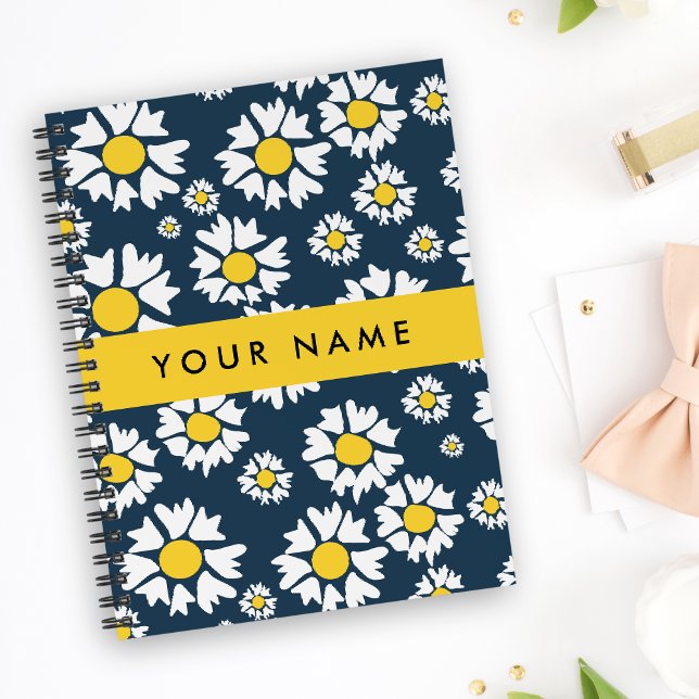 Daisy Pattern, White Daisies, Your Name Notebook (Creator Uploaded)