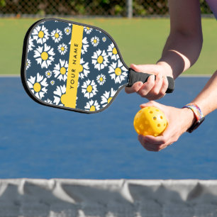 Daisy Pattern, White Daisies, Your Name Pickleball Paddle