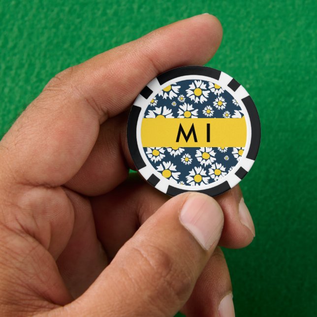 Daisy Pattern, White Daisies, Your Name Poker Chips (Hand)