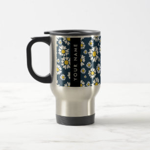 Daisy Pattern, White Daisies, Your Name Travel Mug