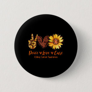 Daisy Peace Love Kidney Cancer Awareness Gift 6 Cm Round Badge