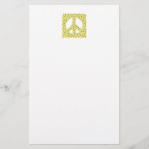 Daisy peace sign 5.5" x 8.5" stationery