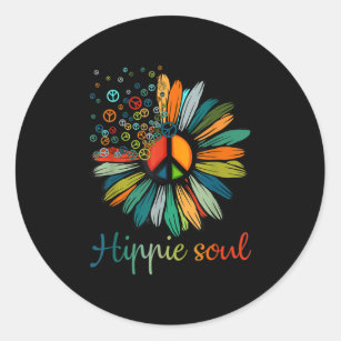 Daisy Peace Sign Hippie Soul Flower Lovers Classic Round Sticker