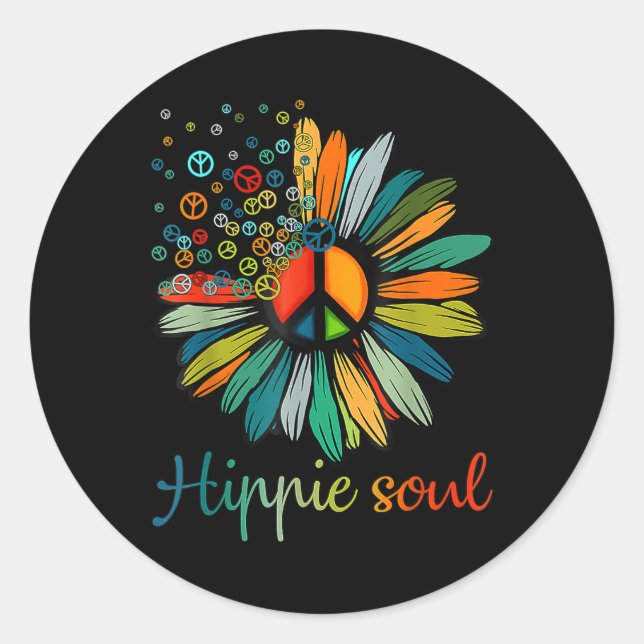 Daisy Peace Sign Hippie Soul Flower Lovers Gifts  Classic Round Sticker (Front)