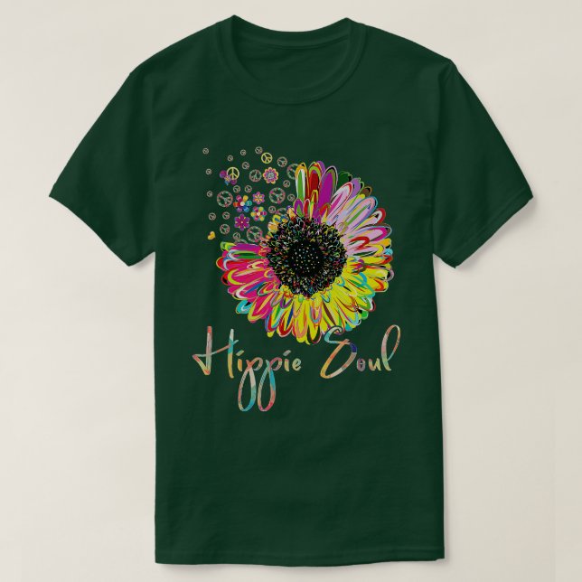 Daisy Peace Sign LOVE Hippie Soul Flower Lovers 60 T-Shirt (Design Front)