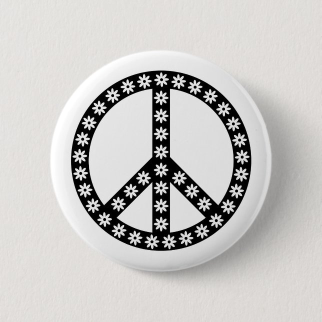 Daisy Peace Symbol 6 Cm Round Badge (Front)