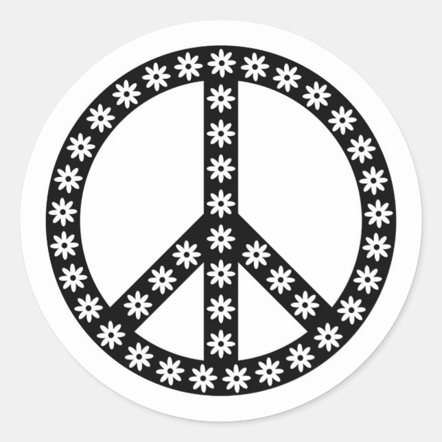 Daisy Peace Symbol Classic Round Sticker (Front)