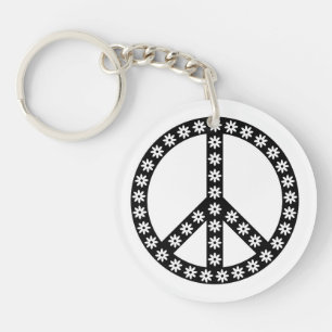 Daisy Peace Symbol Key Ring