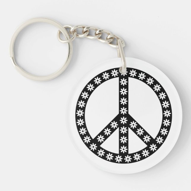 Daisy Peace Symbol Key Ring (Front)