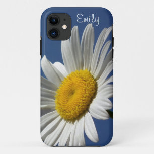 Daisy personalised phone case on blue background