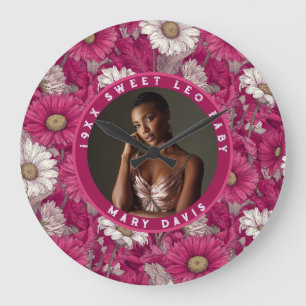 Daisy Petal Milestone Birthday Personalised Large Clock