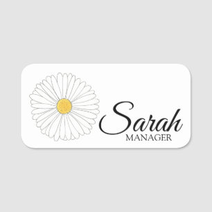 Daisy Petals Blossom Flower Shop Florist Floral Name Tag