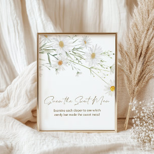 Daisy Petals Sweet Mess Baby Shower Game Poster