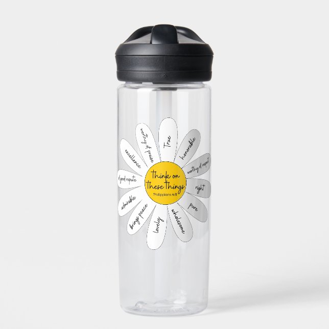 Daisy Philippians 4:8  clear water bottle (Front)