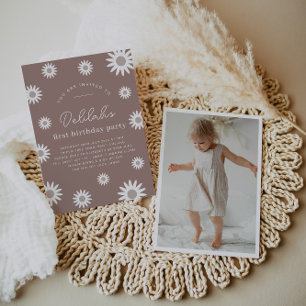 Daisy Photo Birthday Invitation