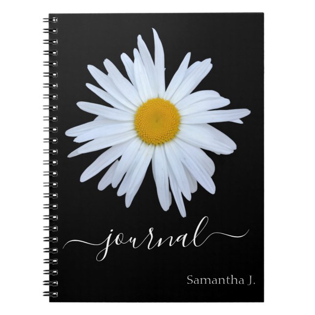 Daisy Photo Black Journal Spiral Photo Notebook (Front)