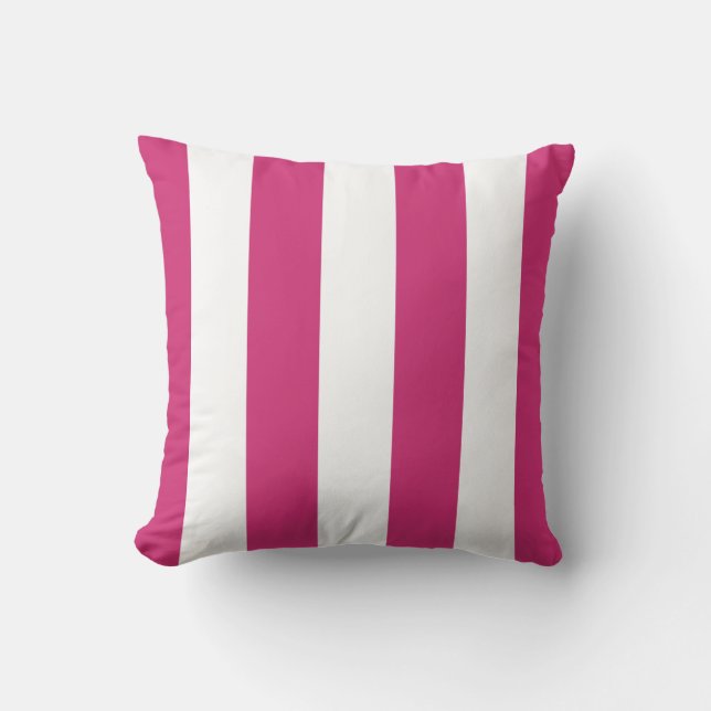 Daisy Pink and White Striped Throw Pillow (Front)