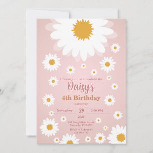 Daisy Pink Any Age Birthday Invitation