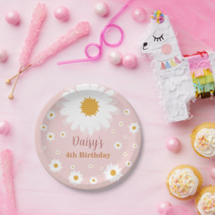 Daisy Pink Any Age Birthday  Paper Plate