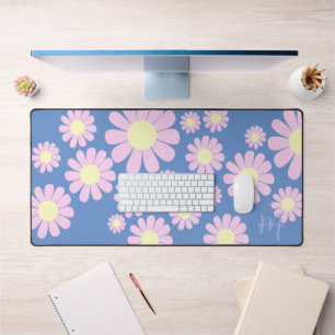 Daisy Pink Blue Desk Mat