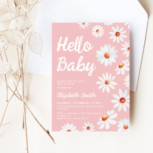 Daisy Pink Girl Baby Shower Invitation