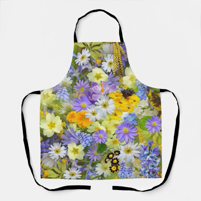 Daisy ,Primrose, Daffodil Flowers Apron (Front)