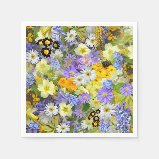 Daisy ,Primrose, Daffodil Flowers Napkin (Front)