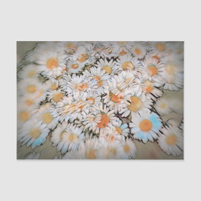 Daisy Print White Flower Art Decoupage Tissue Paper (Front)