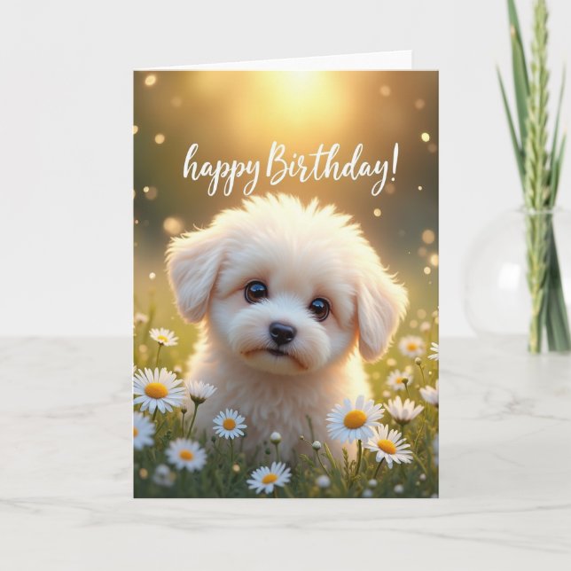 Daisy Puppy Birthday Card (Front)