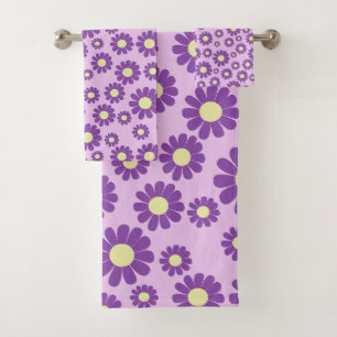 Daisy Purple Lilac Bath Towel Set