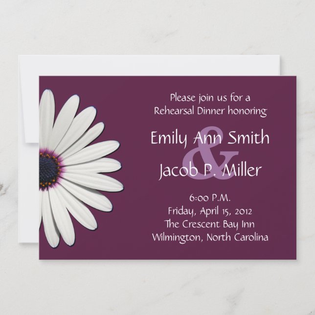 Daisy Purple Rehearsal Dinner Invitations (Front)