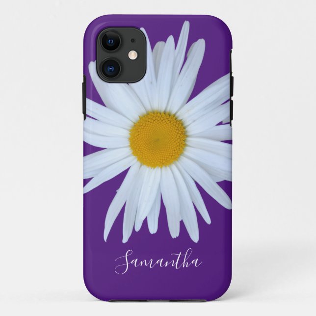 Daisy Purple White Script Case-Mate iPhone Case (Back)