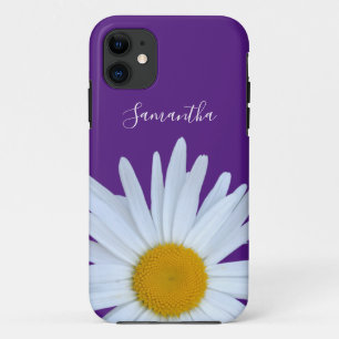 Daisy Purple White Script  Case-Mate iPhone Case