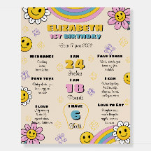 Daisy Rainbow First Birthday Milestones Sign