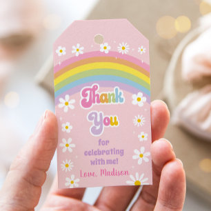 Daisy Rainbow Retro Birthday Thank You Gift Tags