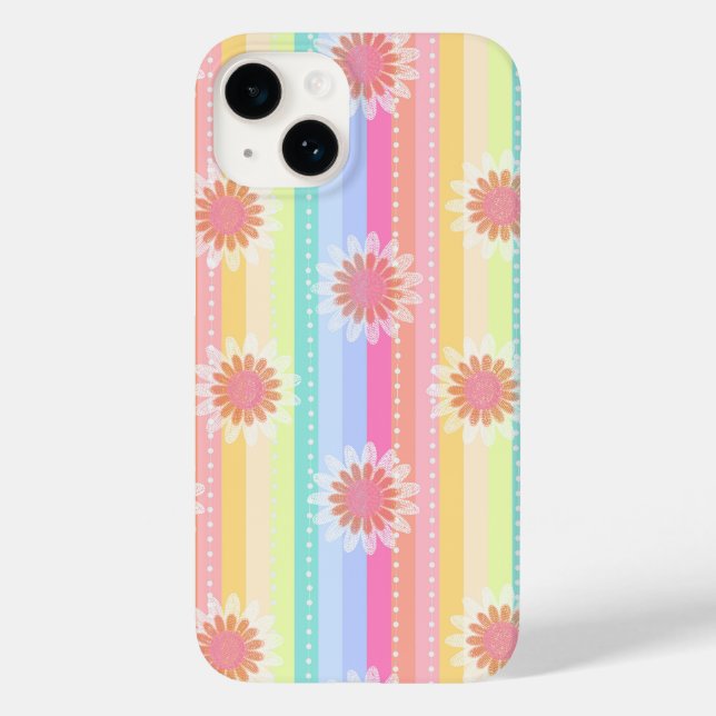 Daisy rainbow stripes phone case (Back)