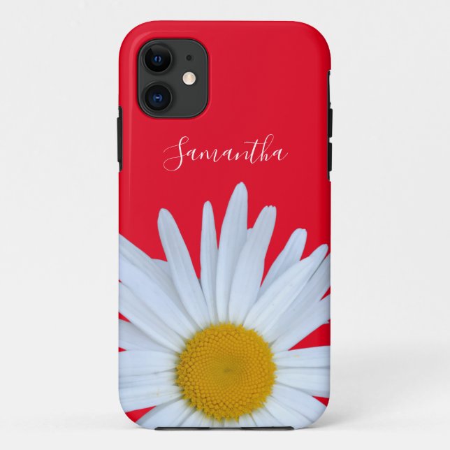 Daisy Red Elegant White Script Case-Mate iPhone Case (Back)