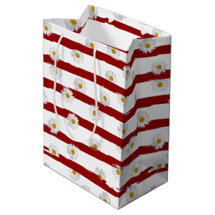 Daisy Red Stripes Medium Gift Bag