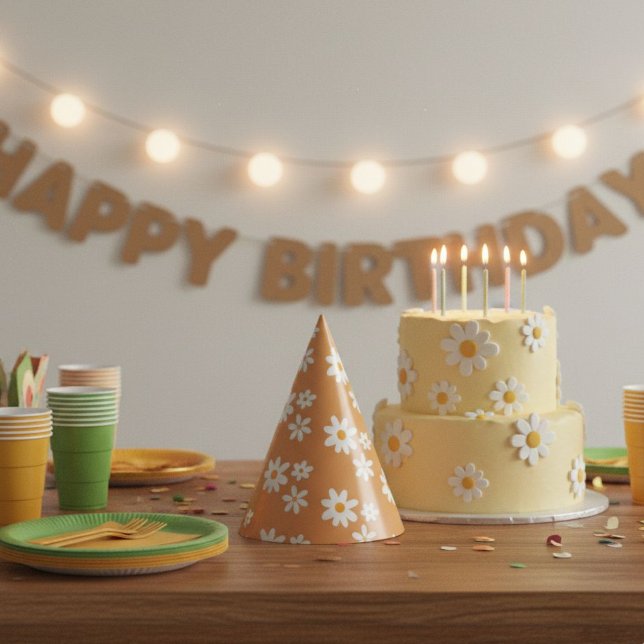 Daisy Retro birthday party hats (Creator Uploaded)