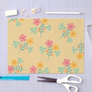 Daisy Retro Bouquet Pattern in Yellow Tissue Paper