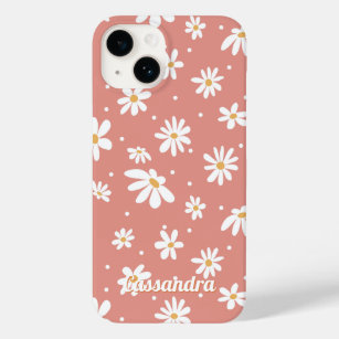 Daisy Retro Hippie 1960s 1970s Floral Pink Orange Case-Mate iPhone 14 Case