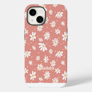 Daisy Retro Hippie 1960s 1970s Floral Pink Orange iPhone 14 Case