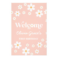 Daisy Retro Pink first birthday Welcome 