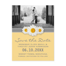 Daisy Ribbon - Yellow Grey & White Save the Date
