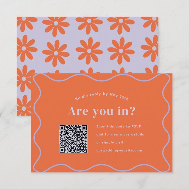 Daisy RSVP with QR Code Card (Front/Back)