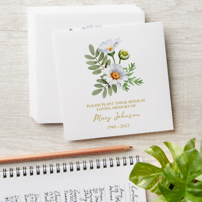 Daisy Seed Packet Memorial Funeral Envelope (Stacked)